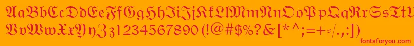 フォントWittenbergerfrakturmtstd – オレンジの背景に赤い文字