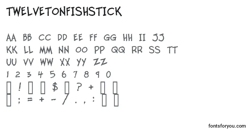 TwelveTonFishstick Font – alphabet, numbers, special characters