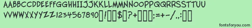 フォントTwelveTonFishstick – 緑の背景に黒い文字