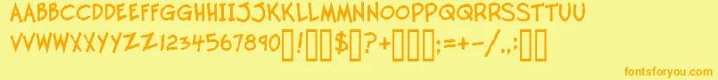 Czcionka TwelveTonFishstick – pomarańczowe czcionki na żółtym tle