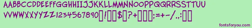 TwelveTonFishstick-fontti – violetit fontit vihreällä taustalla