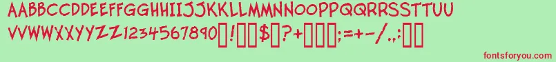 TwelveTonFishstickフォントについての詳細 フォントTwelveTonFishstick – 赤い文字の緑の背景