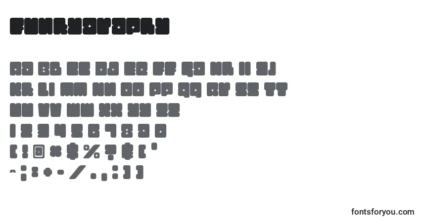 Schriftart Funkygraphy – Alphabet, Zahlen, spezielle Symbole
