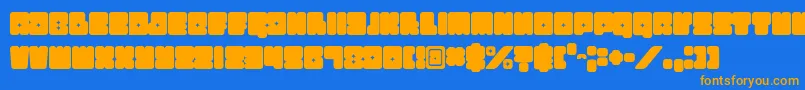Funkygraphy-Schriftart – Orangefarbene Schriften auf blauem Hintergrund