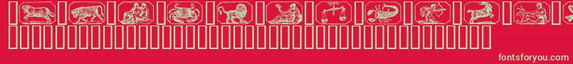 Fonte Zodiac00 – fontes verdes em um fundo vermelho