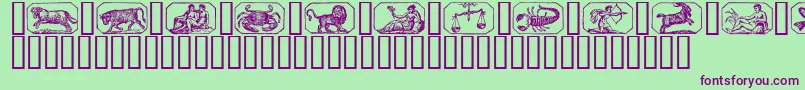Zodiac00 Font – Purple Fonts on Green Background