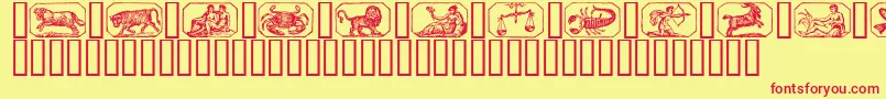 Zodiac00 Font – Red Fonts on Yellow Background