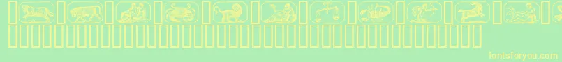 Zodiac00-Schriftart – Gelbe Schriften auf grünem Hintergrund