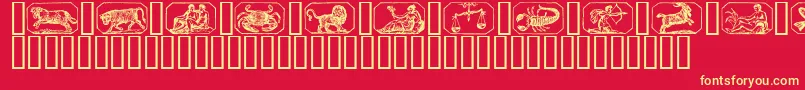 Zodiac00-fontti – keltaiset fontit punaisella taustalla