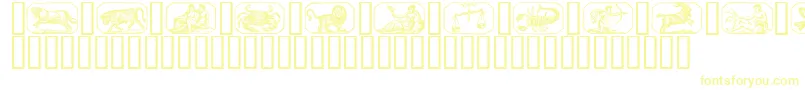 Zodiac00-Schriftart – Gelbe Schriften auf weißem Hintergrund