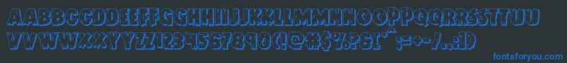 Doktermonstro3D-Schriftart – Blaue Schriften auf schwarzem Hintergrund