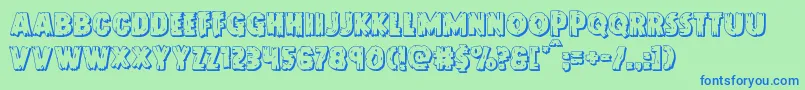 Doktermonstro3D-Schriftart – Blaue Schriften auf grünem Hintergrund