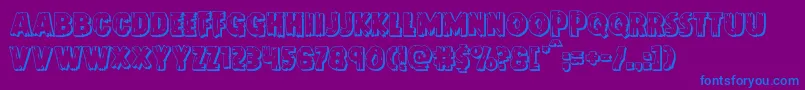 Doktermonstro3D-Schriftart – Blaue Schriften auf violettem Hintergrund