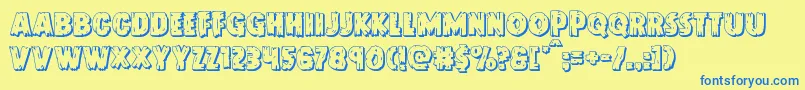 Doktermonstro3D-Schriftart – Blaue Schriften auf gelbem Hintergrund