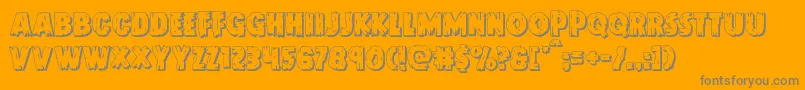 Doktermonstro3D-Schriftart – Graue Schriften auf orangefarbenem Hintergrund