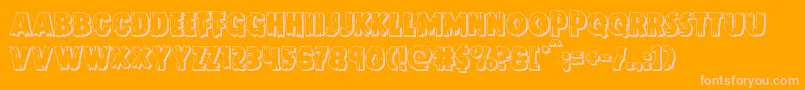 Doktermonstro3D-Schriftart – Rosa Schriften auf orangefarbenem Hintergrund