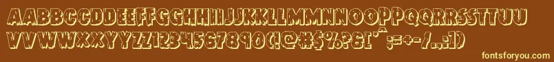 Doktermonstro3D-Schriftart – Gelbe Schriften auf braunem Hintergrund