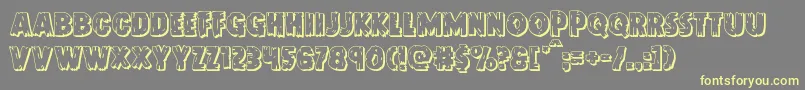 Doktermonstro3D-Schriftart – Gelbe Schriften auf grauem Hintergrund