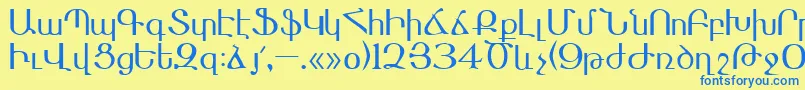 Masis Font – Blue Fonts on Yellow Background