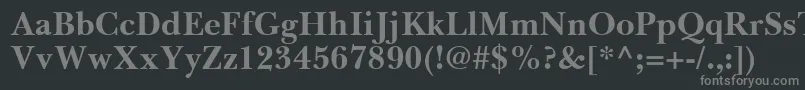 BaskervilleGreekBold-fontti – harmaat kirjasimet mustalla taustalla
