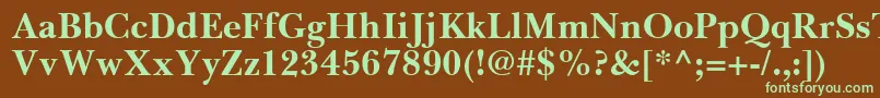 フォントBaskervilleGreekBold – 緑色の文字が茶色の背景にあります。