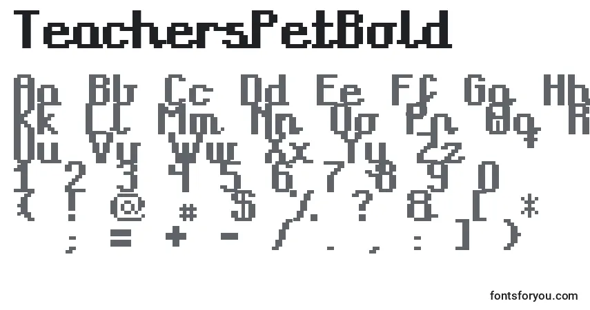 Шрифт TeachersPetBold – алфавит, цифры, специальные символы