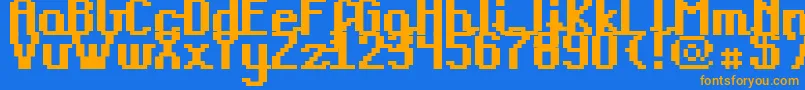 TeachersPetBold-Schriftart – Orangefarbene Schriften auf blauem Hintergrund