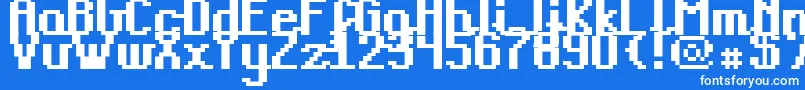 TeachersPetBold-Schriftart – Weiße Schriften auf blauem Hintergrund