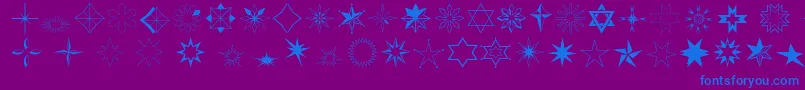 フォントStars2o – 紫色の背景に青い文字