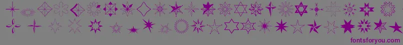 フォントStars2o – 紫色のフォント、灰色の背景