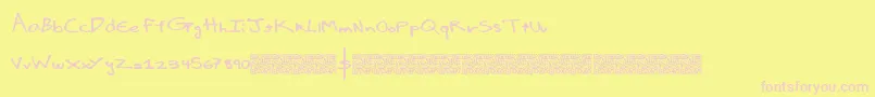 フォントLuxuryimport – ピンクのフォント、黄色の背景