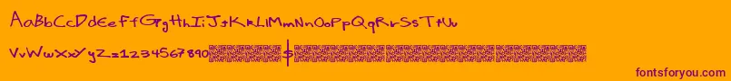 Luxuryimport-fontti – violetit fontit oranssilla taustalla