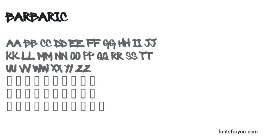 Barbaric (20651)-fontti – aakkoset, numerot, erikoismerkit