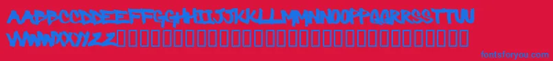Fonte Barbaric – fontes azuis em um fundo vermelho