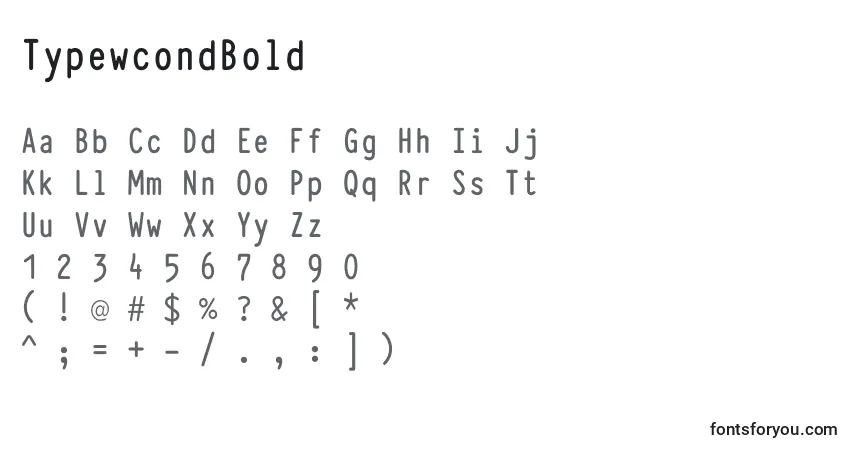 Шрифт TypewcondBold – алфавит, цифры, специальные символы