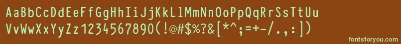 フォントTypewcondBold – 緑色の文字が茶色の背景にあります。