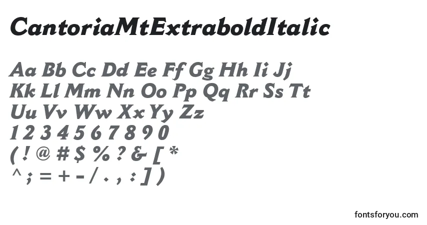 Шрифт CantoriaMtExtraboldItalic – алфавит, цифры, специальные символы