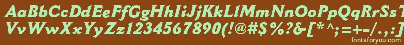 CantoriaMtExtraboldItalic-fontti – vihreät fontit ruskealla taustalla