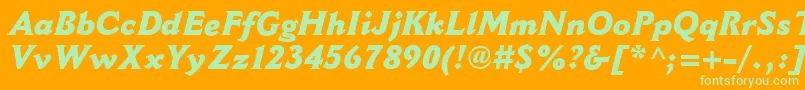 Fonte CantoriaMtExtraboldItalic – fontes verdes em um fundo laranja
