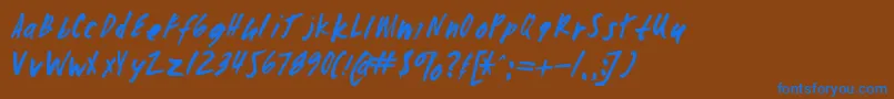 フォントZombiechecklistv4 – 茶色の背景に青い文字