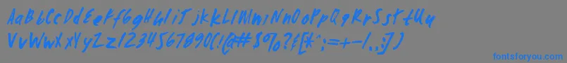 フォントZombiechecklistv4 – 灰色の背景に青い文字