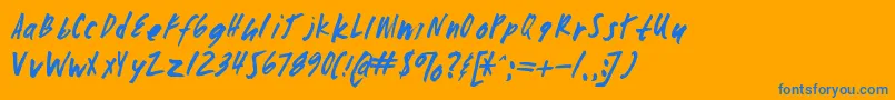Zombiechecklistv4-Schriftart – Blaue Schriften auf orangefarbenem Hintergrund