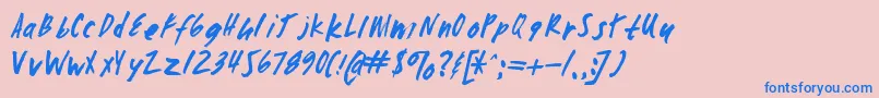 フォントZombiechecklistv4 – ピンクの背景に青い文字