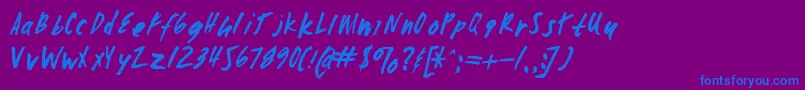 Zombiechecklistv4-Schriftart – Blaue Schriften auf violettem Hintergrund