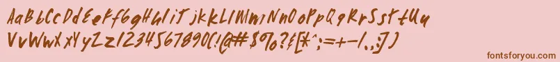 Zombiechecklistv4-Schriftart – Braune Schriften auf rosa Hintergrund