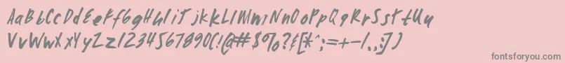 Zombiechecklistv4-fontti – harmaat kirjasimet vaaleanpunaisella taustalla