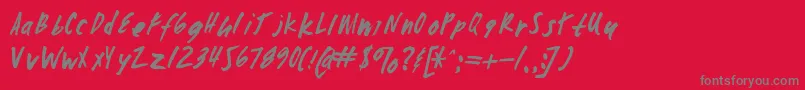 フォントZombiechecklistv4 – 赤い背景に灰色の文字