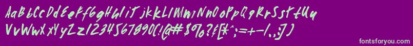 Zombiechecklistv4-Schriftart – Grüne Schriften auf violettem Hintergrund