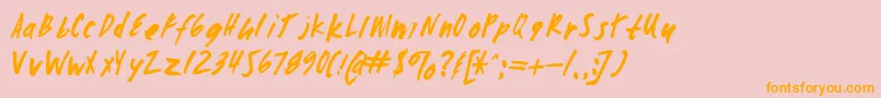フォントZombiechecklistv4 – オレンジの文字がピンクの背景にあります。