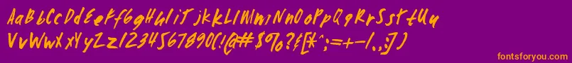 Zombiechecklistv4-fontti – oranssit fontit violetilla taustalla